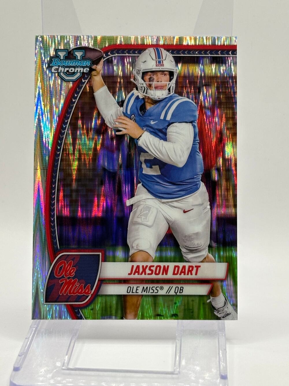 2024 Bowman University Chrome Jaxson Dart Stealth Refractor SP Ole Miss Giants